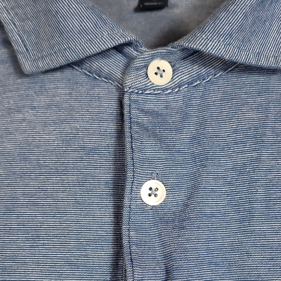 Peter Millar Mens Short Sleeve Polo Shirt Size L Blue Collar Golf Lightweight - Picture 5 of 11